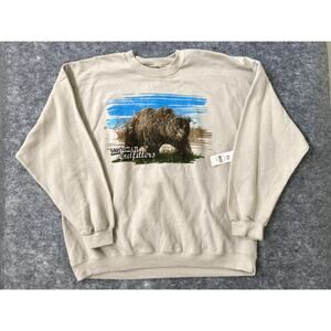Bear sweater mens XL grizzly crewneck nature wilderness beige national parks NWT